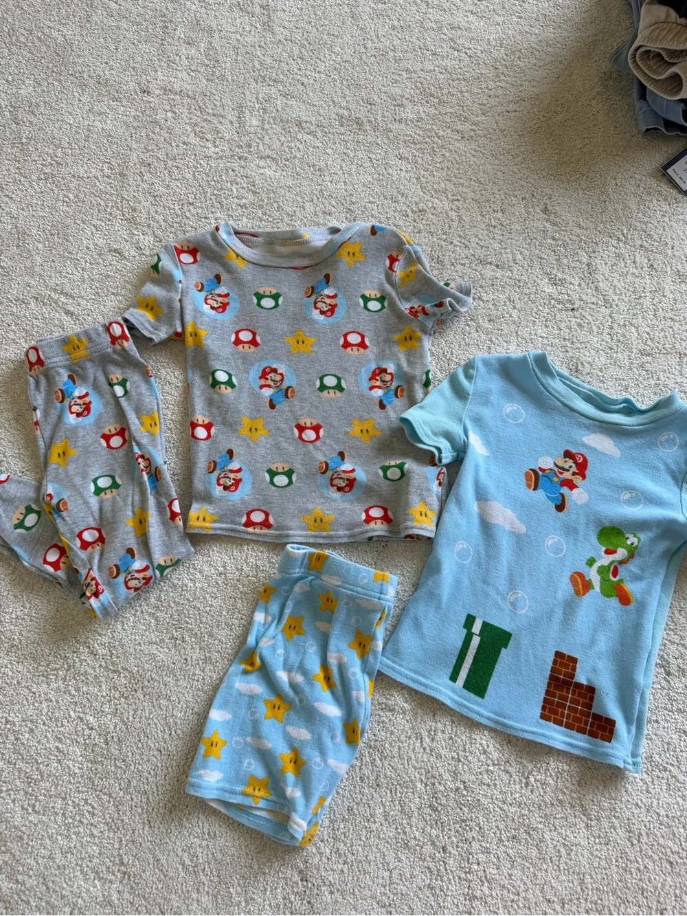 Nintendo Blue Super Mario Kids Pajama Set with Character Prints